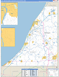 Niles-Benton Harbor Metro Area Wall Map Basic Style 2026